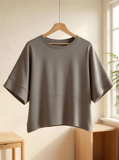 Women'S Summer Casual Crewneck Batwing Half Sleeve T-Shirts Solid Color Loose Fit Cute Basic Flowy Tops Tees Blouses