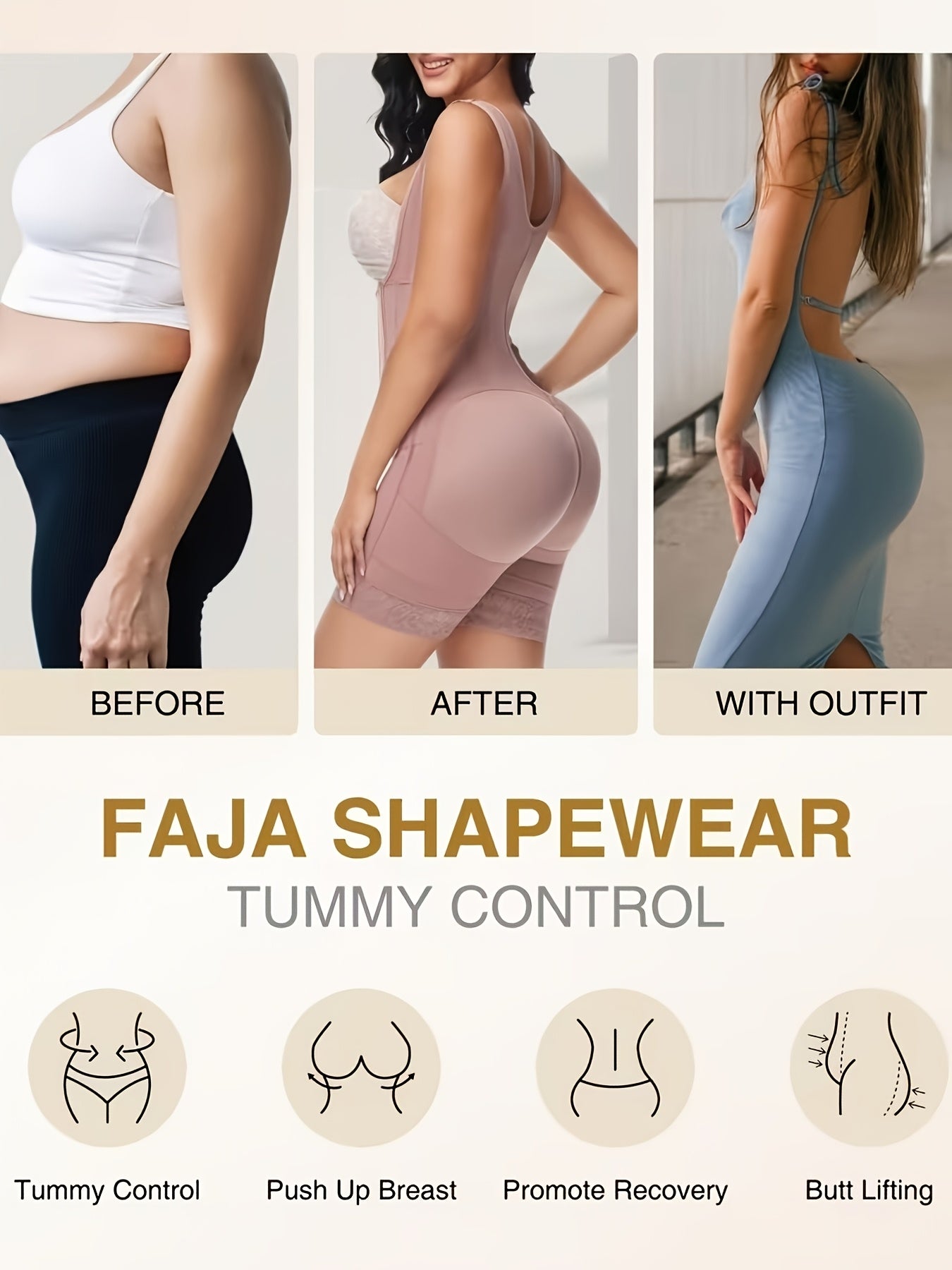 Women's Postpartum Shapewear Suitable for Pregnancy Belly, Tummy Control Corset with Bust Support & High Compression, Zipper & Hook Closure Bodysuit for Prenatal and Postpartum Care