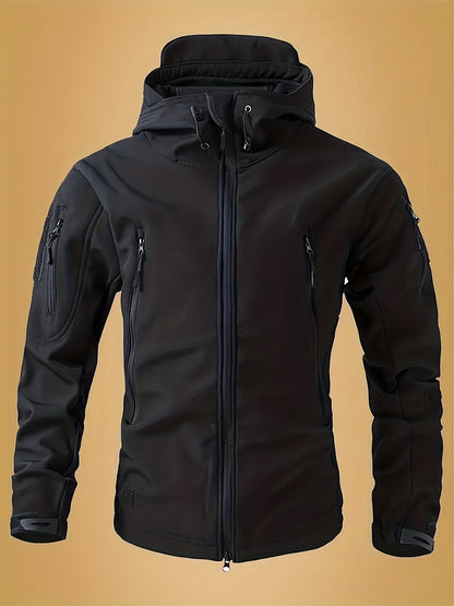 Winter-Ready High-Performance Jacket Men'S Jacket 7 Pockets Nondetachable Hood Performance Lined Soft Shell Winter Coats Windproof, Breathable Great for Camping, Fishing, Skiing Activities And Other Outdoor Activities