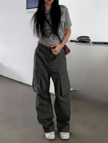 Women's Black Dark Gray Light Grey Khaki Cargo Cargo Pants - product view 13