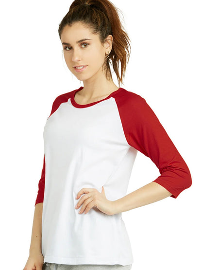 LADIES COTTON BASIC BASEBALL TEE