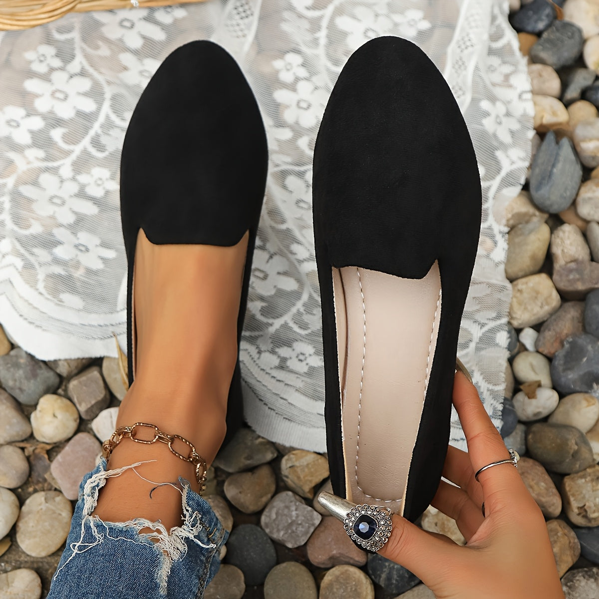 Lightweight Women's Elegant Mary Jane Flat Shoes | Comfortable TPR Sole Slip-on - Suitable for All Four Seasons, Women Shoes
