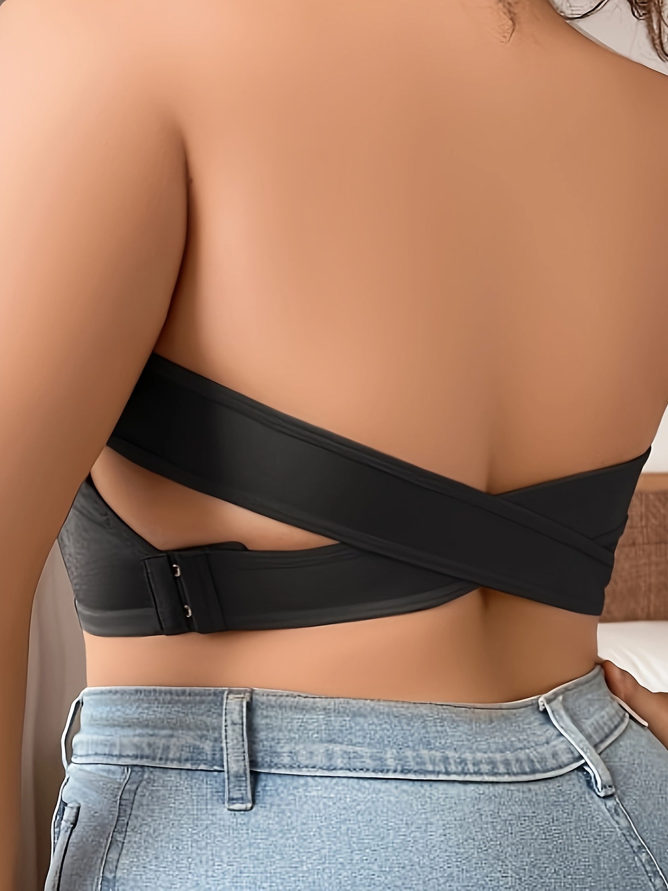 New Sexy Strapless Wrap Bra for Women with Anti-Slip, Bust-Lifting, Crisscross Side Clasp, And Beautiful Back Design