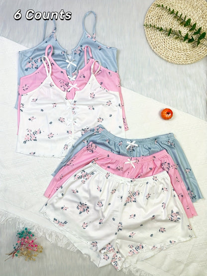 Women's Pajama Shorts Set - Printed 6 Style 166181