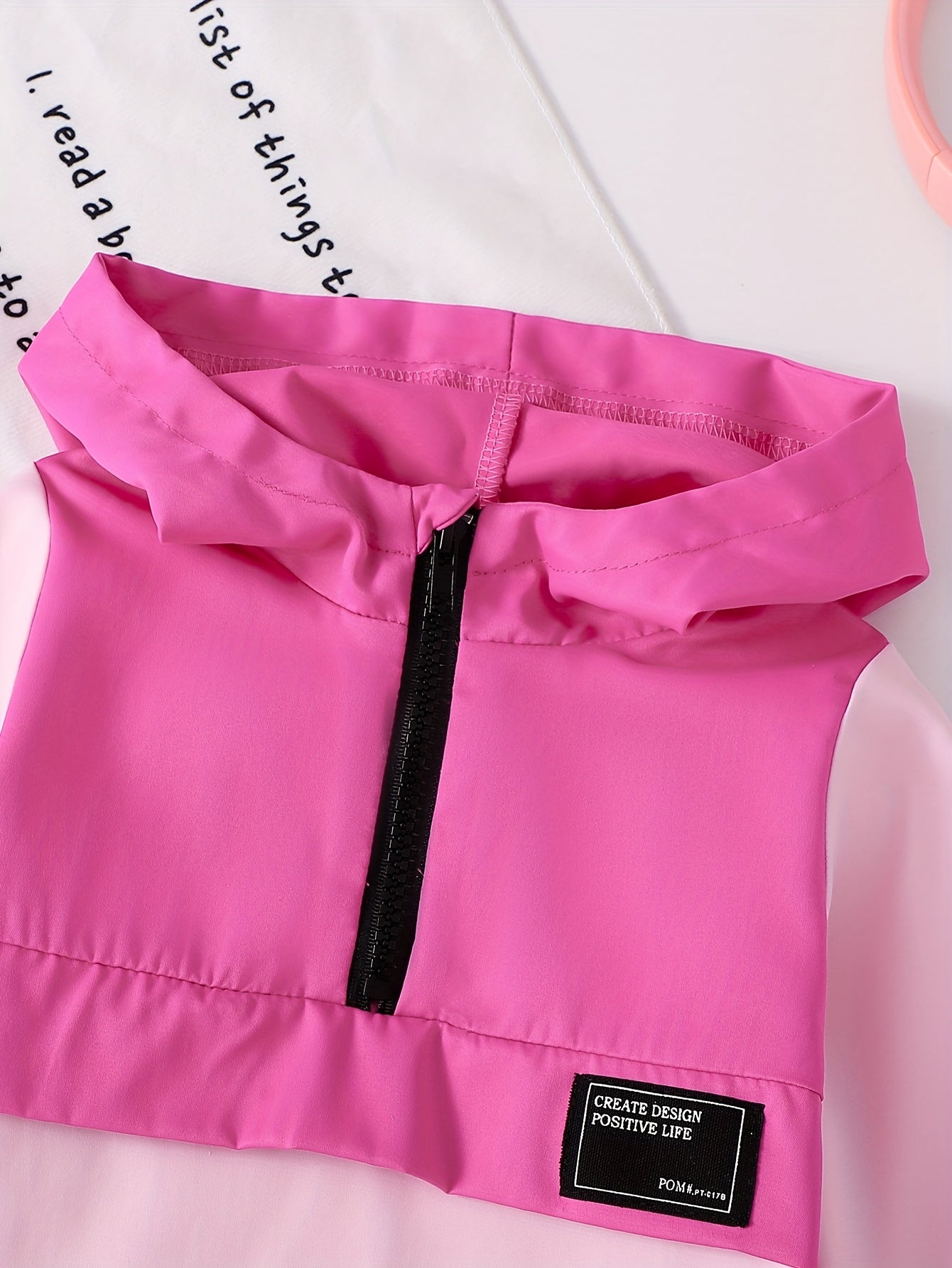 2pcs Girls' Rose Pink and Pink Zipper Hoodie Top with Rose Pink Long Pants Casual Set, Perfect for Outdoor