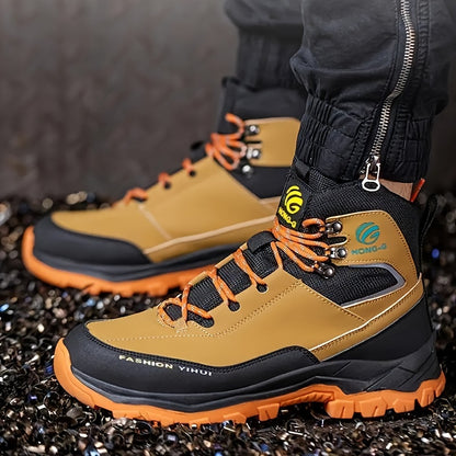 Men'S Durable Footwear Featuring Black And Yellow Design, Resistant to Impacts And Punctures, with Steel Toe