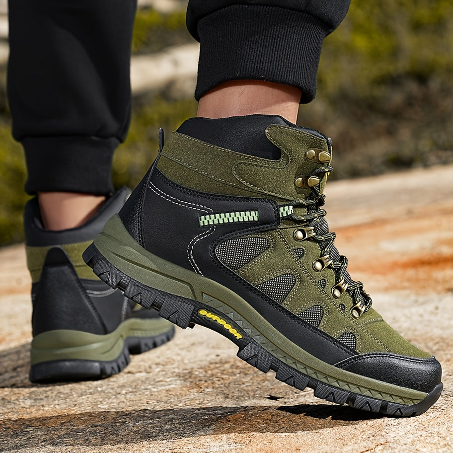 Large Men's Hiking Shoes, Autumn And Winter High Top Outdoor Sports Shoes, Anti Slip Thick Soled Hiking Shoes