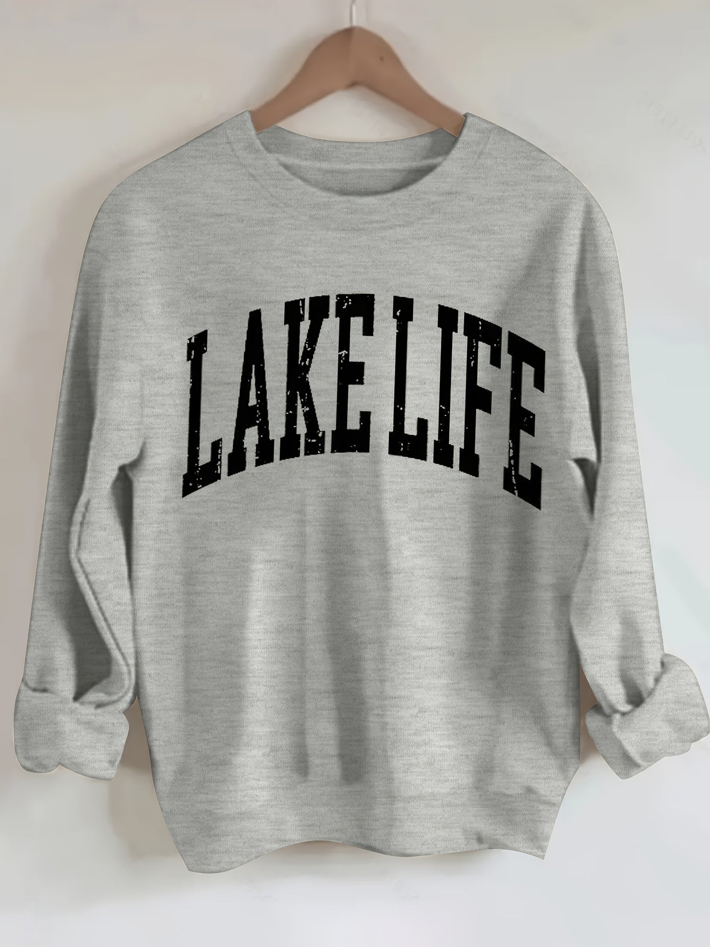 Love Life Letter Printed Round Neck Women'S Casual Long Sleeve Long Sleeve Sweatshirt