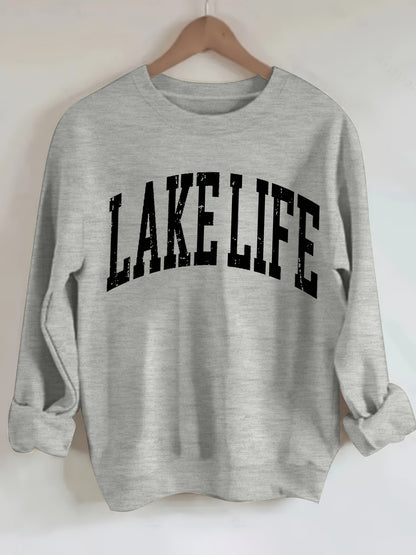 Love Life Letter Printed Round Neck Women'S Casual Long Sleeve Long Sleeve Sweatshirt