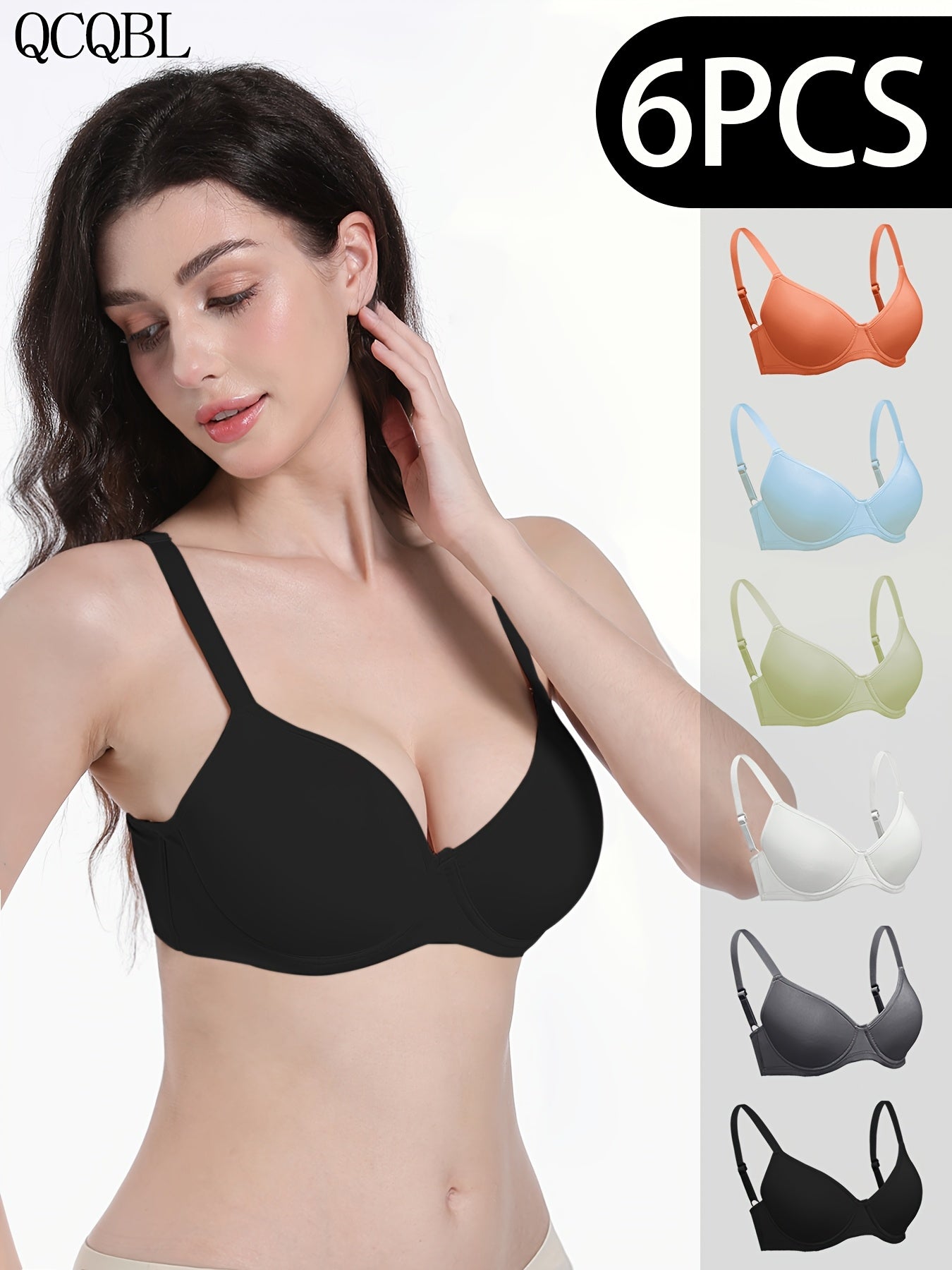 6-Pack Ultra-Soft Seamless Push-Up Bras - Comfortable Everyday Support, Elegant Style, Breathable Cups, Versatile Value Set for Women of All Shapes And Sizes - Perfect for Daily Wear, Lounging, And Layering Under Favorite Tops