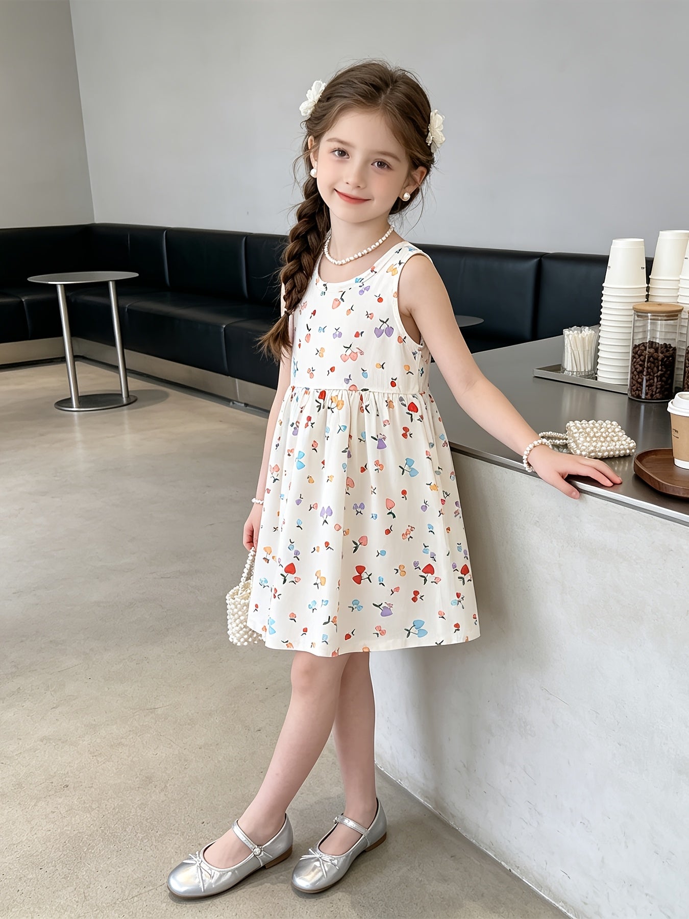 10pcs Set with Random Patterns - Children's Dresses, Summer Fashion, Girls' Beach Dresses, New Style Girls' Vest Dresses