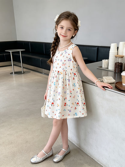 10pcs Set with Random Patterns - Children's Dresses, Summer Fashion, Girls' Beach Dresses, New Style Girls' Vest Dresses