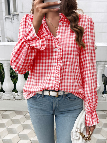Women's Fall-Winter 2024 Professional Business Temperament Top French Contrast Button- Shirt