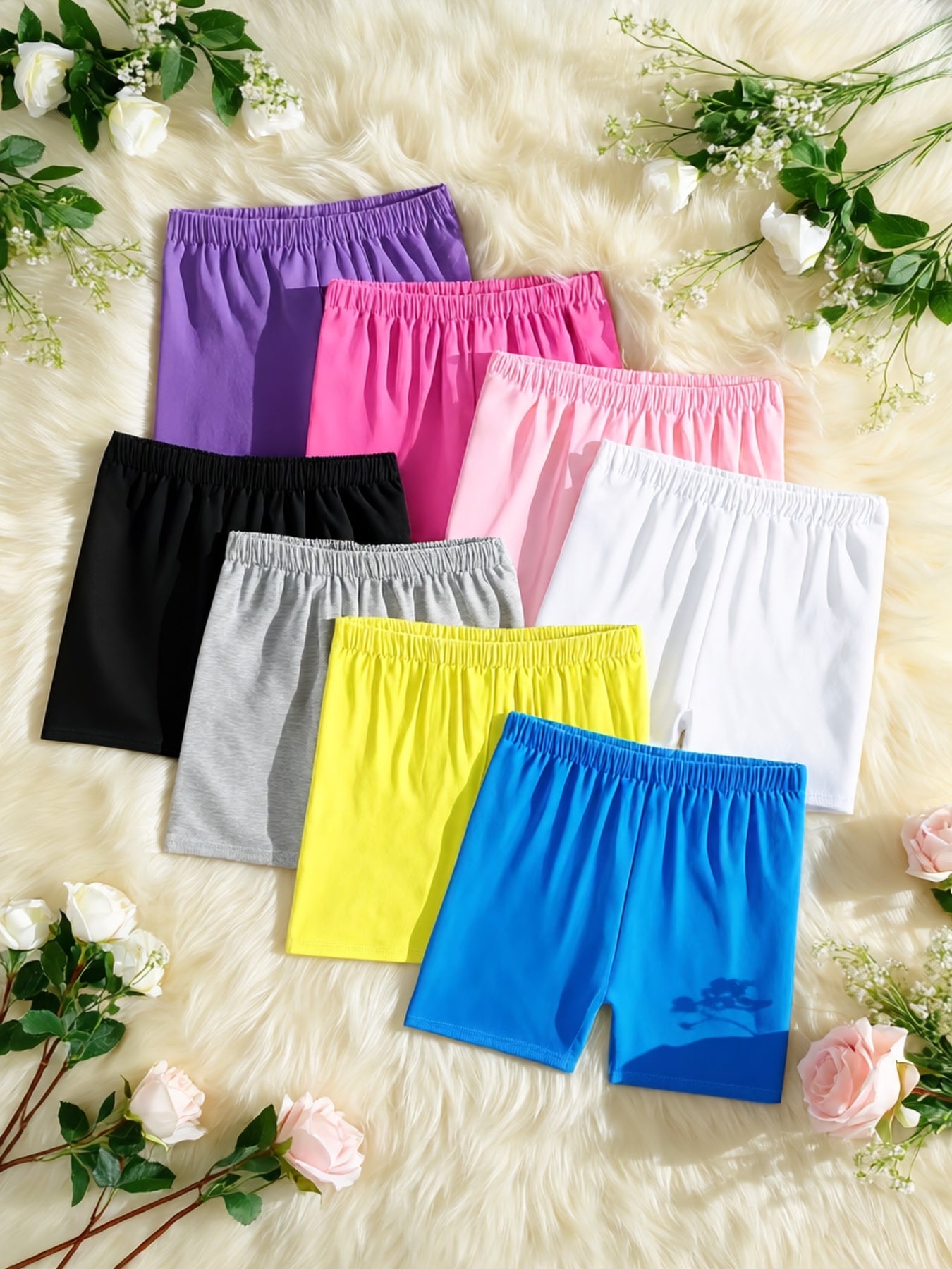 Random 8pcs Girls Dance Shorts Breathable Bike Shorts for Sports Play Underdress 2-12Y