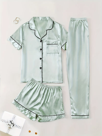 Women's Champagne Satin Short-Sleeve Pants - product view 50