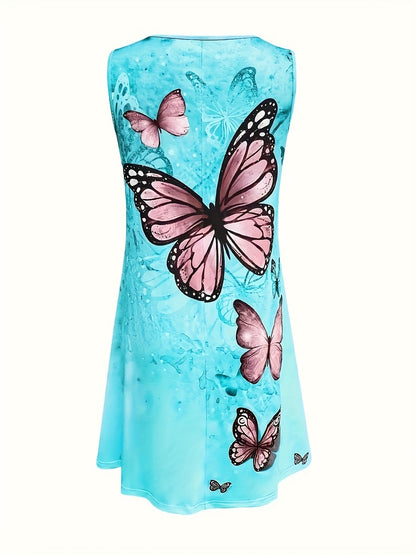 [Floral Midi Dress] SINHOON Women's Floral Print A-Line Dress - V Neck Sleeveless Midi Dress With Flowy And Tummy Control, Summer Vacation Dress