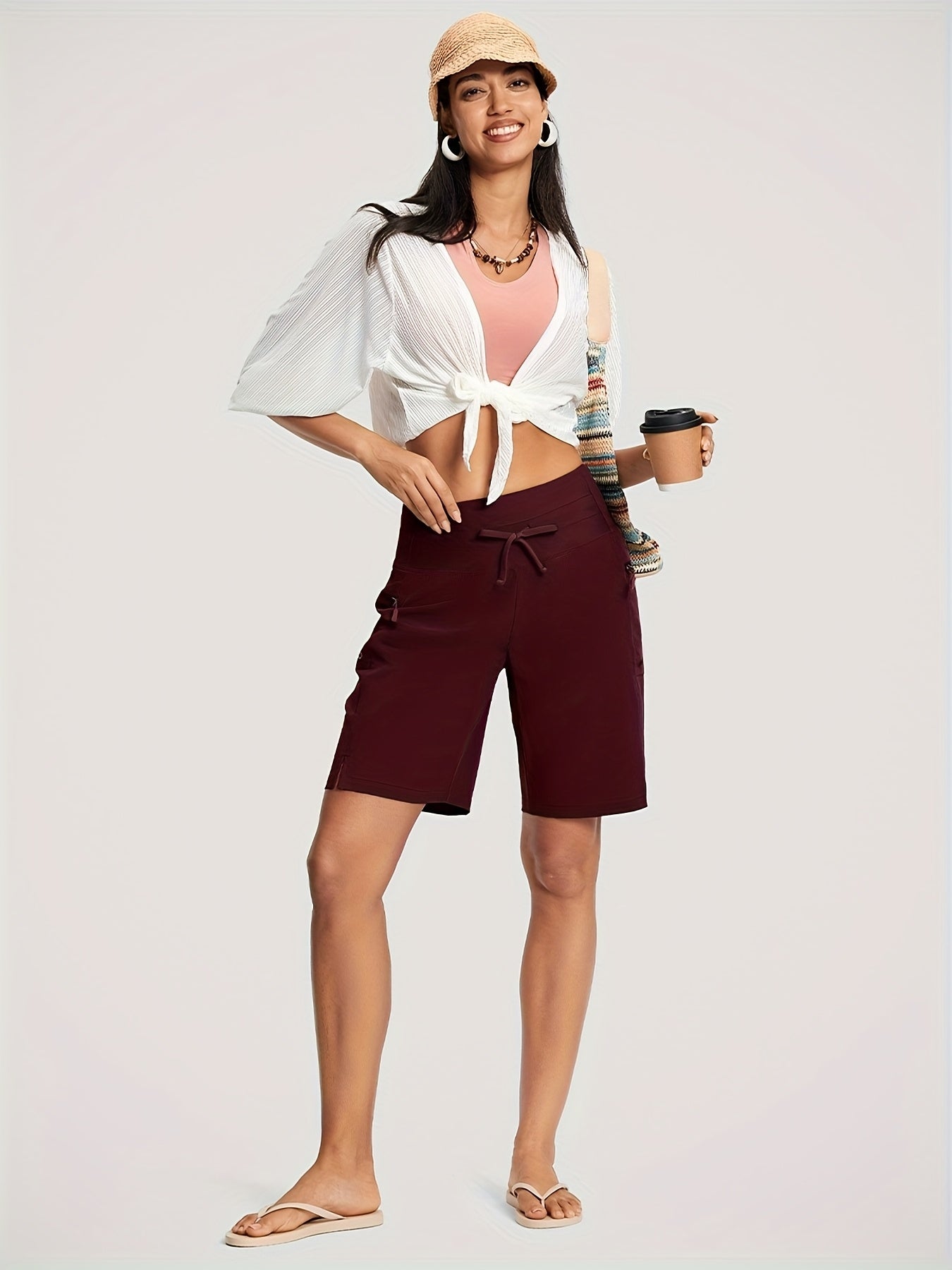 Women's 9" Quick Dry High Waisted Swim Board Shorts with Zipper Pockets 50+ Beach Shorts for Women with Liner