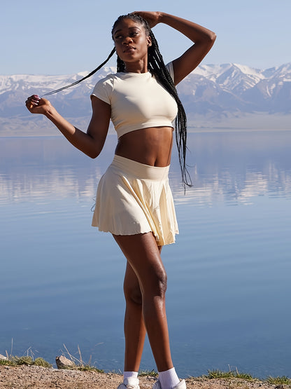 Ladies' Two-Piece Skirts Featuring a 2-In-1 Design, Flowy And Cheeky Short Styles, Stretchy Flared Casual Mini Skirts for Women'S Fashion Bottoms