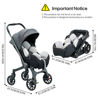 Cochildor Foldable Stroller Portable Travel Carriage with Bidirectional Push (Front/Reverse), Adjustable Canopy & Lightweight - Foldable for Airplane, Public Transport - Newborn Stroller, Frame