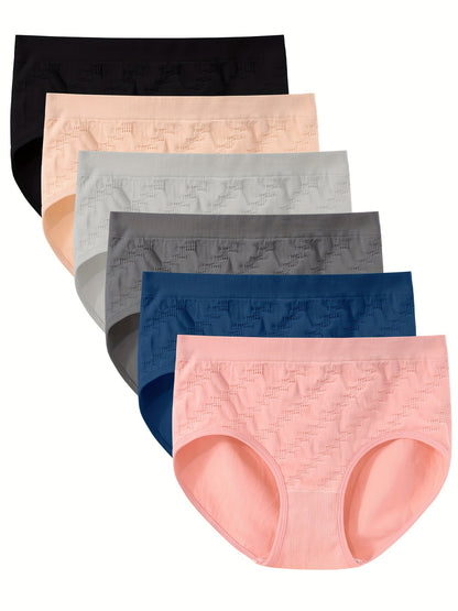 6pcs Women'S Seamless Underwear, Comfortable And Breathable Underwear, Seamless Mid Waist Triangle Panties
