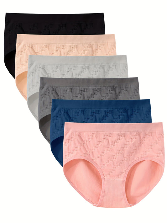 6pcs Women'S Seamless Underwear, Comfortable And Breathable Underwear, Seamless Mid Waist Triangle Panties