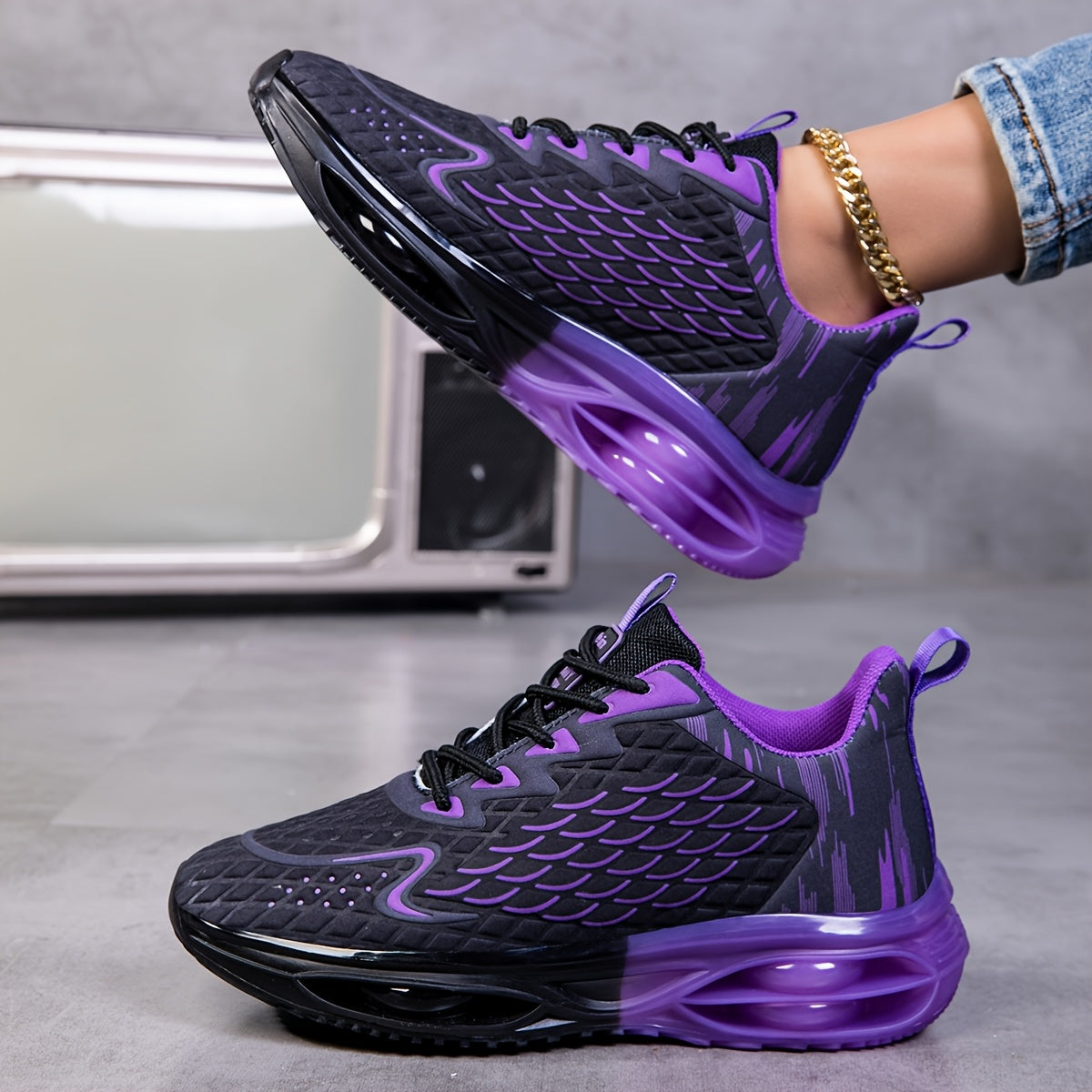 Women'S Spring New Air-Cushioned Sports Shoes, Men'S And Women'S Mesh Breathable Running Shoes, Soft-Soled Lightweight Travel Walking Shoes, Thick-Soled Trendy And Versatile Women'S Casual Shoes, Transparent Women'S Fashion Lace-Up Walking Shoes
