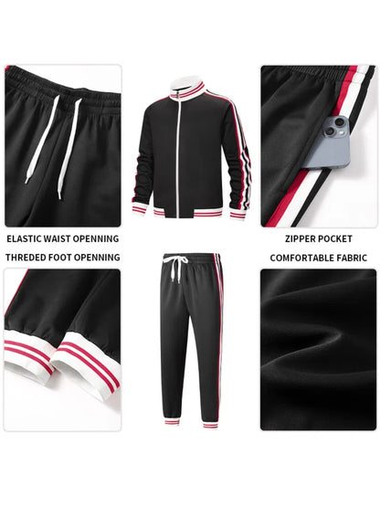 Men Track Suits Sets Long Sleeve Full-zip Sweatsuit Active Jackets And Pants 2pcs Outfits