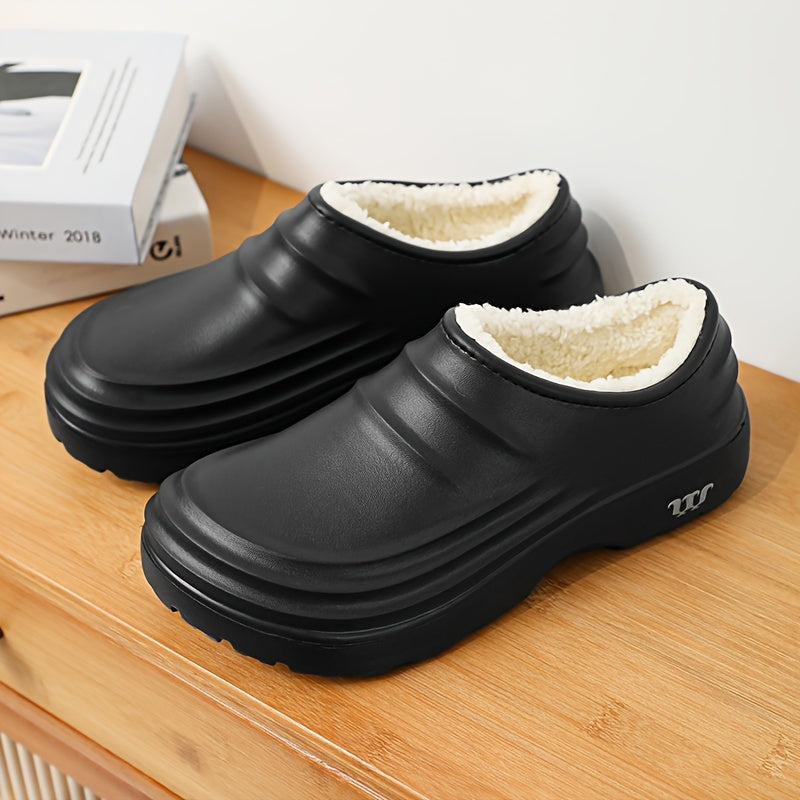 Women's Winter Slip-Resistant Work Shoes with Thick Insulated EVA Sole - Anti-Odor, Warm & Suitable for Kitchen, Hospital, Restaurant Use - Heavy-Duty EVA Sneakers (Black), Women Shoes