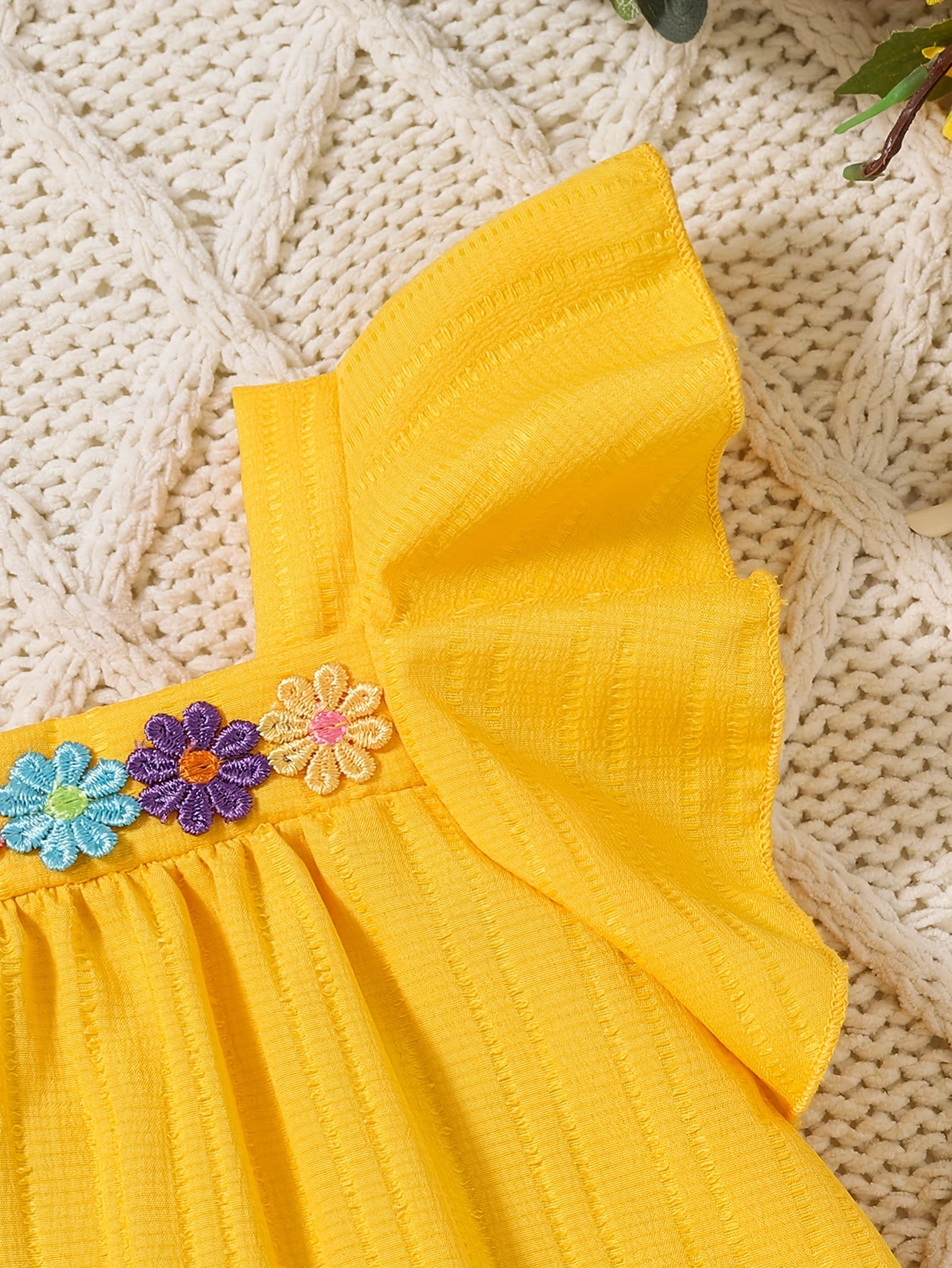Baby Orange Knit Floral Shorts - product view 13