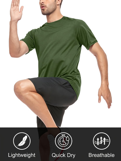 2026 Men's Quick Dry Workout Gym T Shirts, Short Sleeve Active Running Athletic Tee Tops 6 Pack Game Day Fan Gear for Soccer and All Fans