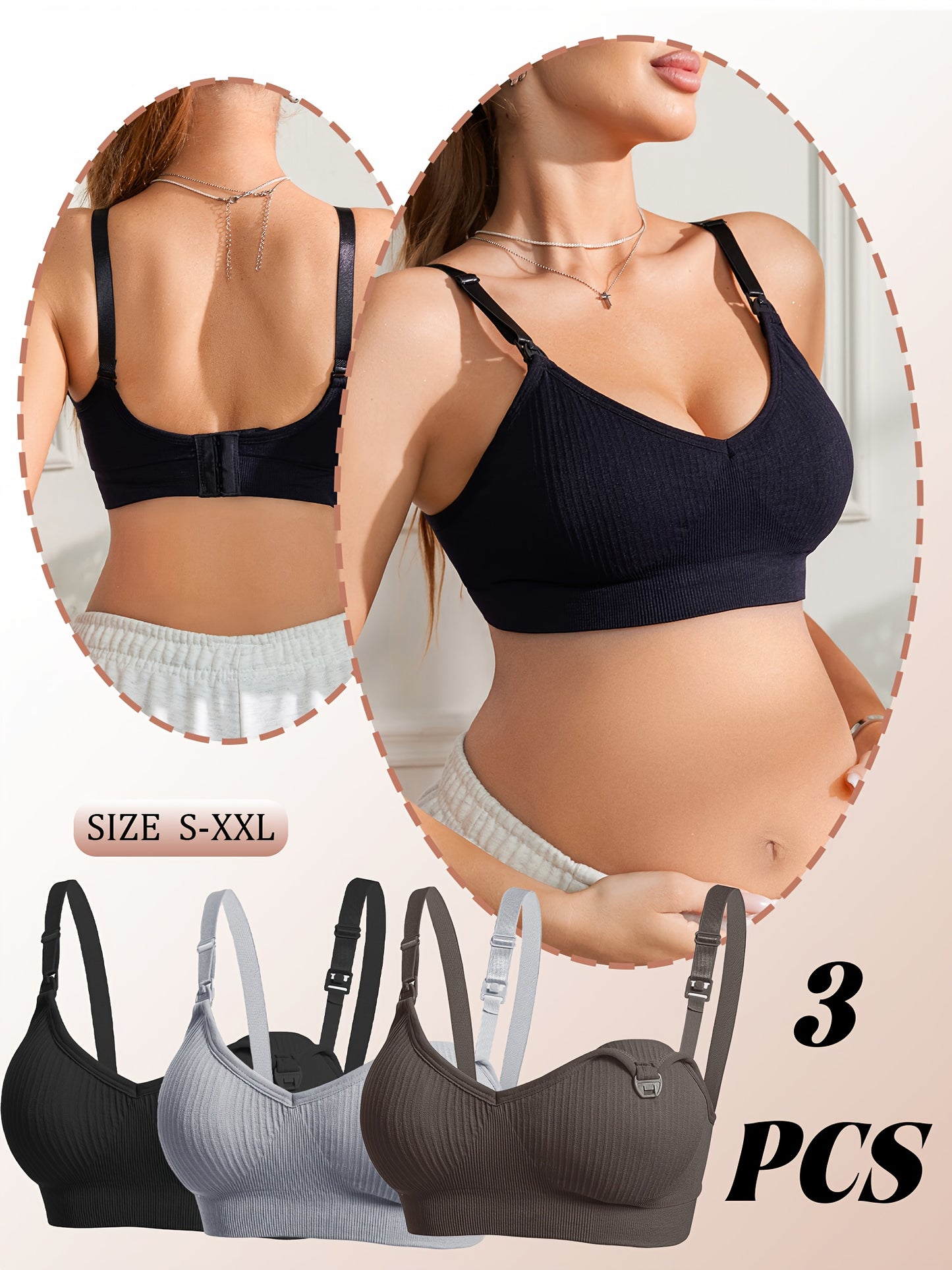 [Selected 3pcs Set] Comfortable Bandeau Bra for Women Tube Top Style with Ribbed Fabric And Elastic Support Perfect for Daily Wear Seamless Bandeau Bra for Women Strapless Wireless Tube Top with Removable Pads Super Stretchy And Soft Fit