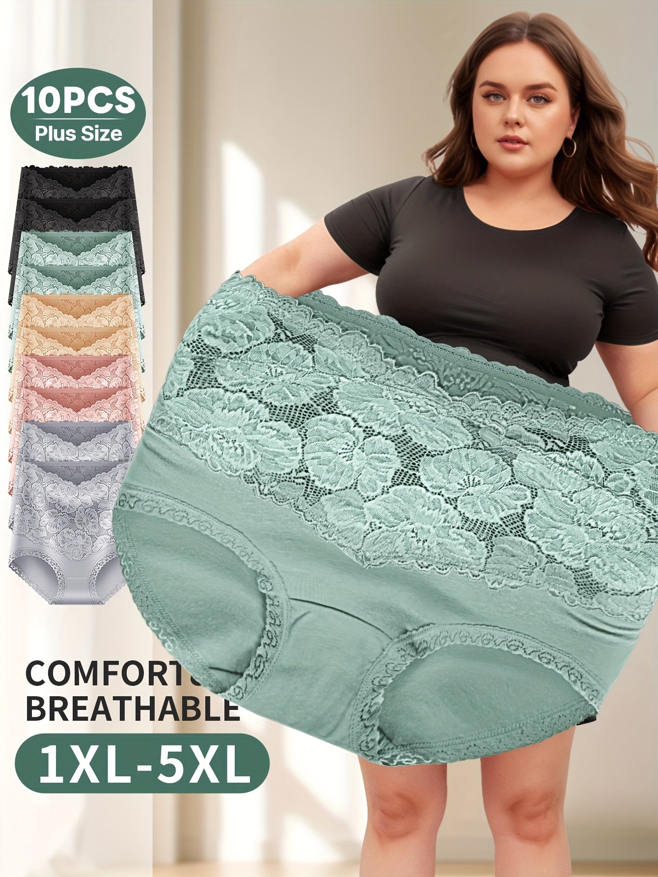 [Plus Size Seamless Briefs] 10pcs Pack Women's Plus Size High Waist Belly Underwear - Large Size Seamless Briefs with Tummy Trimming, Tummy Suitable for Postpartum, Tummy, Casual Attire, Hand Washable Solid Color Panties