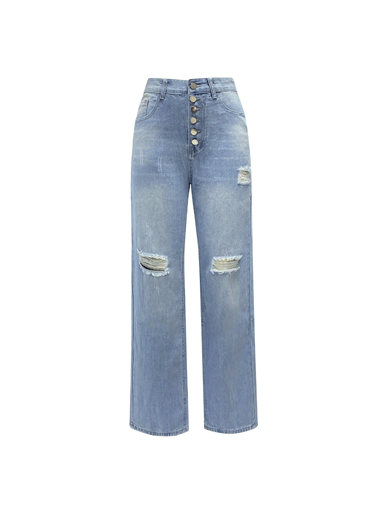 1 Pack Women's 4-Season Fashion Loose Washed Straight-Leg Jeans - Comfortable Stretchy All-Season Regular Fit, Stylish Casual Outfit, Ideal for Daily Wear, Shopping, Dates & Travel - Sizes S/ M/ L/ XL/ XXL