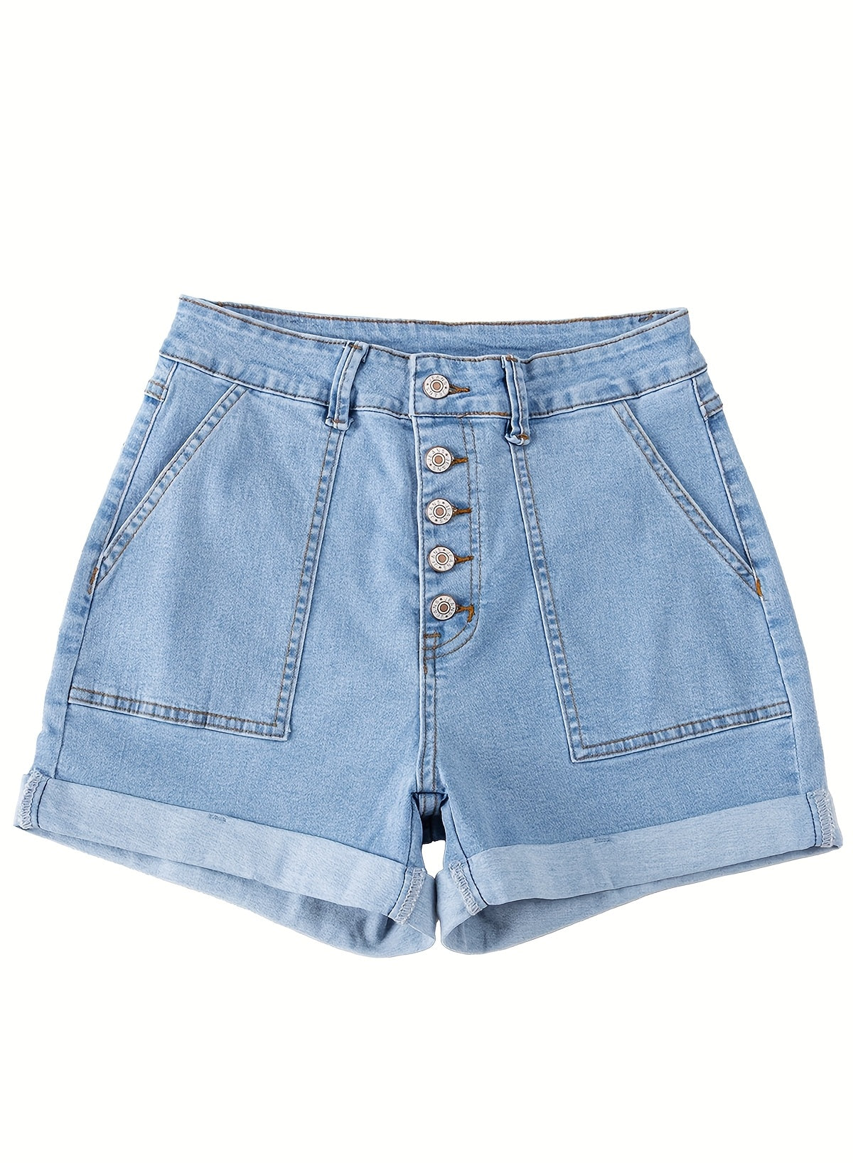 Women's White Denim High-Waist Slim-Fit Shorts - product view 12