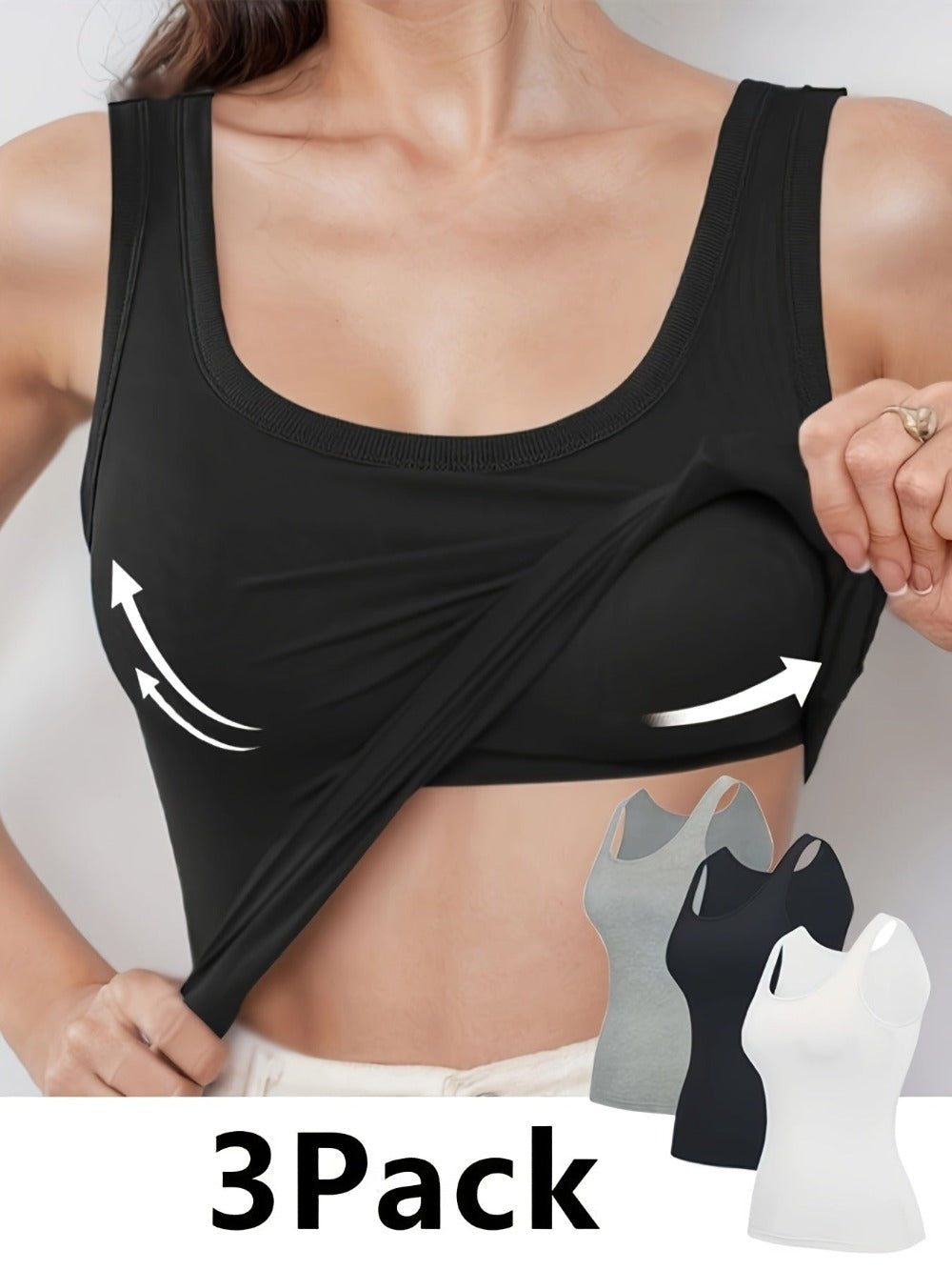 Women's Built-In Bra Camisoles - 3-Pack Wire-Free Padded