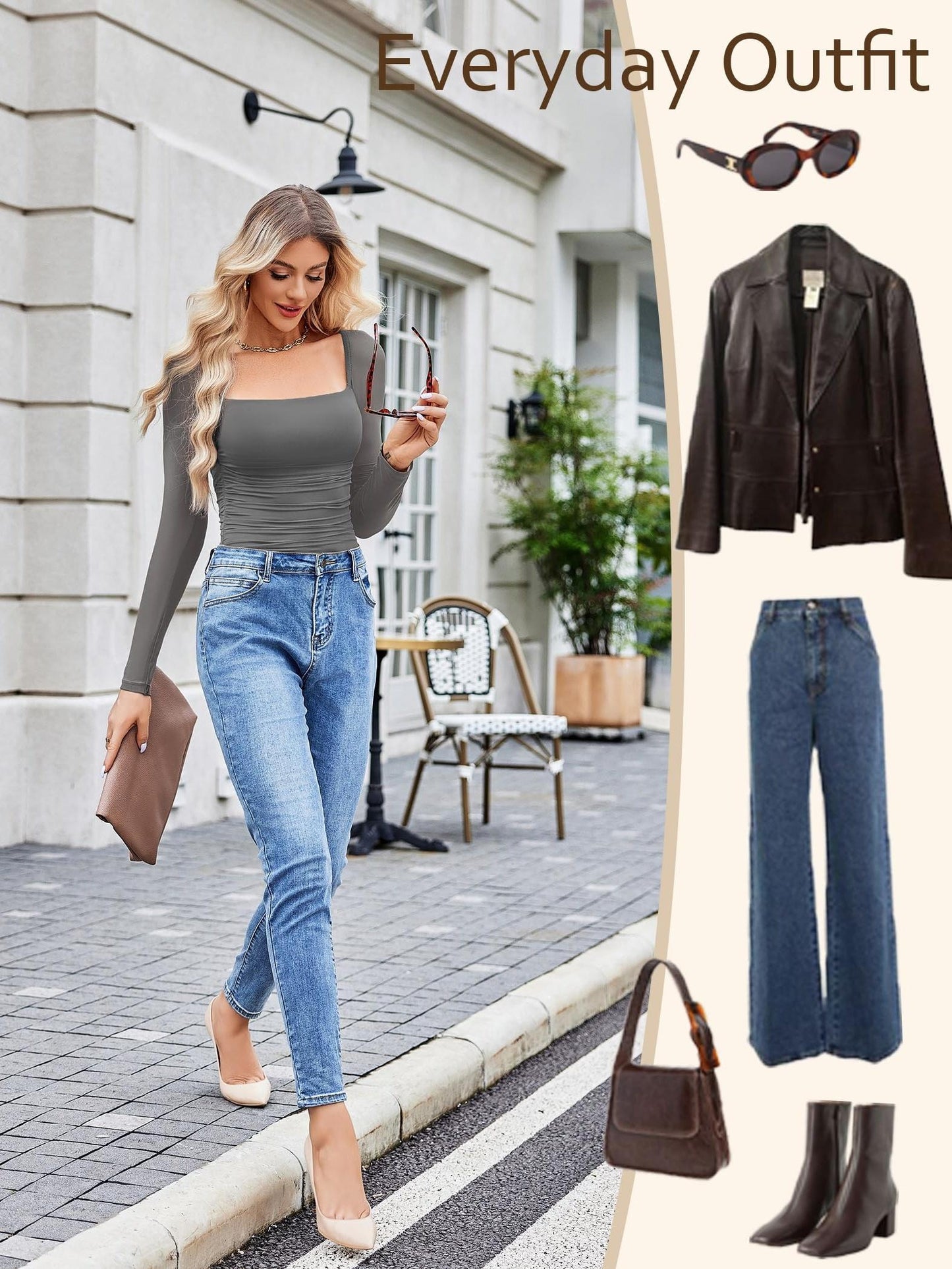 Women'S Square Neck Mesh Long Sleeve Bodysuit Shirts Ruched Body Suit Sexy Sheer Tops Date Night Outfit