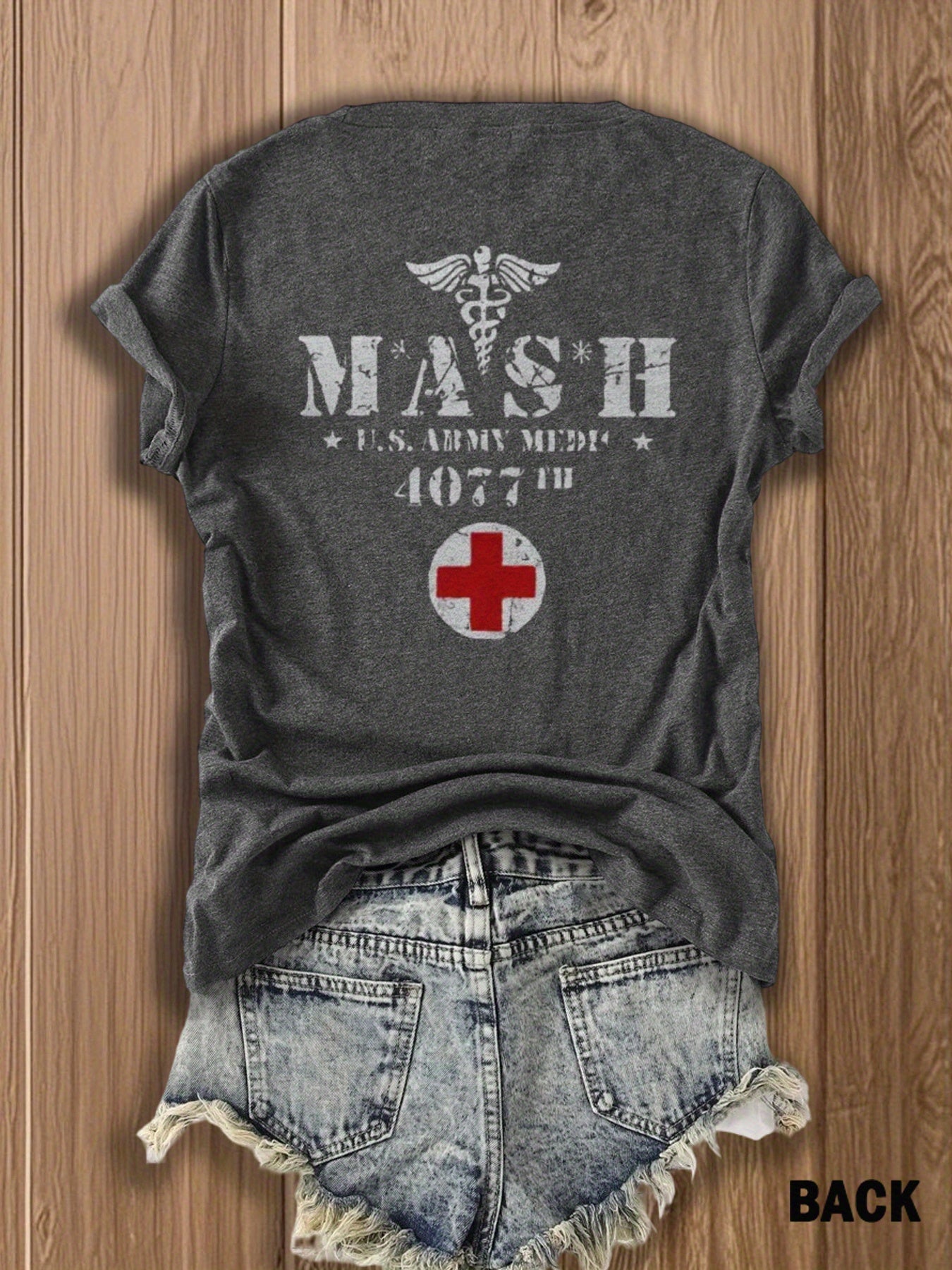 MASH U.S. Army Mobile Hospital Vintage Graphic Tee for Enthusiasts -  Style Double-Sided Print -blend T-shirt with Double-sided Print