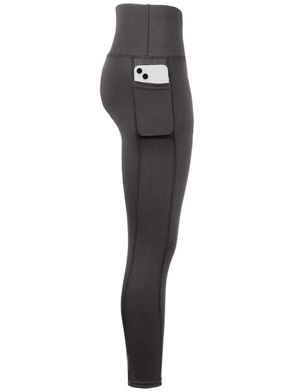 1pc Women'S High-Waisted Yoga Pants with Pockets, Solid Color Fabric, Sporty Style, High Stretch Athletic Running Leggings for Adults Thanksgiving Day Christmas Costumes for Women