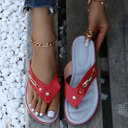 Summer Women'S Flip-Flops, Easy-To-Wear Wedge Sandals, Women'S Open-Heeled Beach Casual Shoes, Suitable for Daily Wear, Suitable for Both Indoor And Outdoor Wear