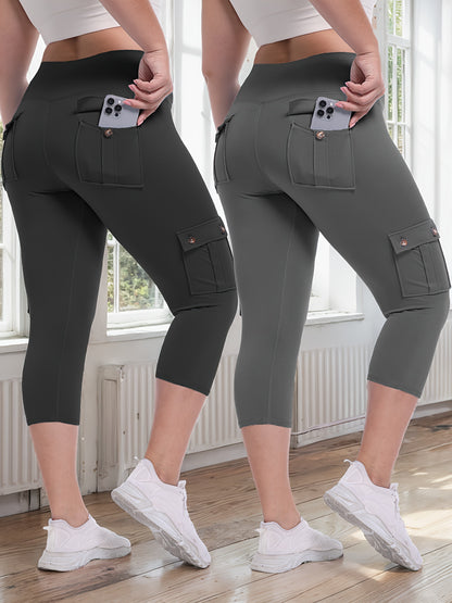 2pcs-Black & Pink High-Waist Leggings - product view 31
