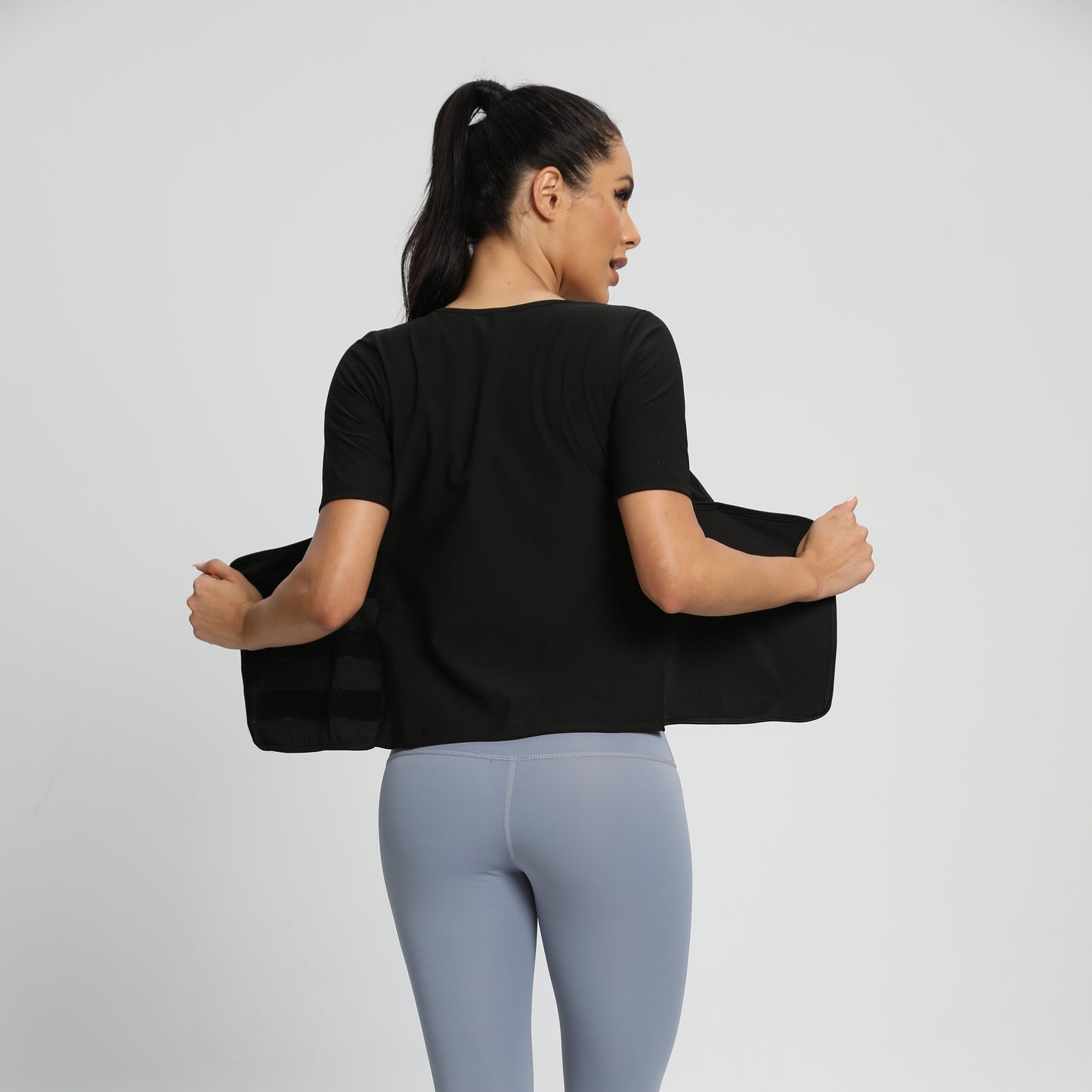 SHOPFAIR Brand Women'S Sweat Sealing Waist Short Sleeve Sports Body Shaping Top, Abdominal Shaping Waist Sweating Clothes, Sauna Clothes