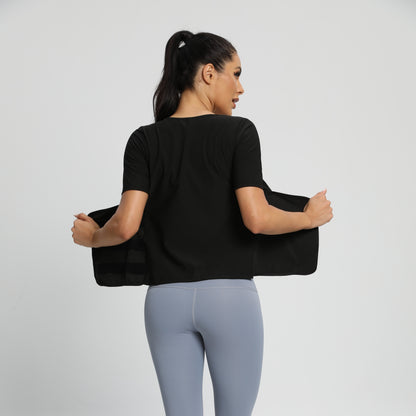 SHOPFAIR Brand Women'S Sweat Sealing Waist Short Sleeve Sports Body Shaping Top, Abdominal Shaping Waist Sweating Clothes, Sauna Clothes