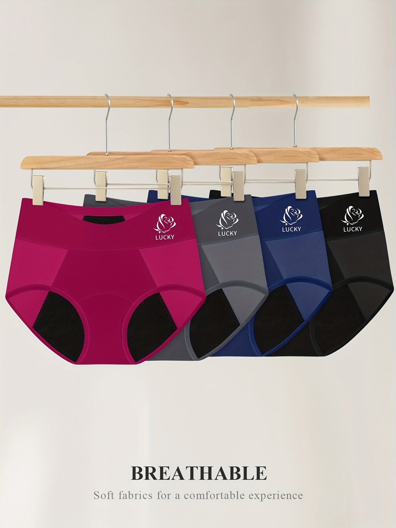 2026 4pcs Period Briefs, Elegant Comfy Breathable Stretchy Intimates Panties, Women's Lingerie & Underwear 4pcs Game Day Fan Gear for All Football Fans