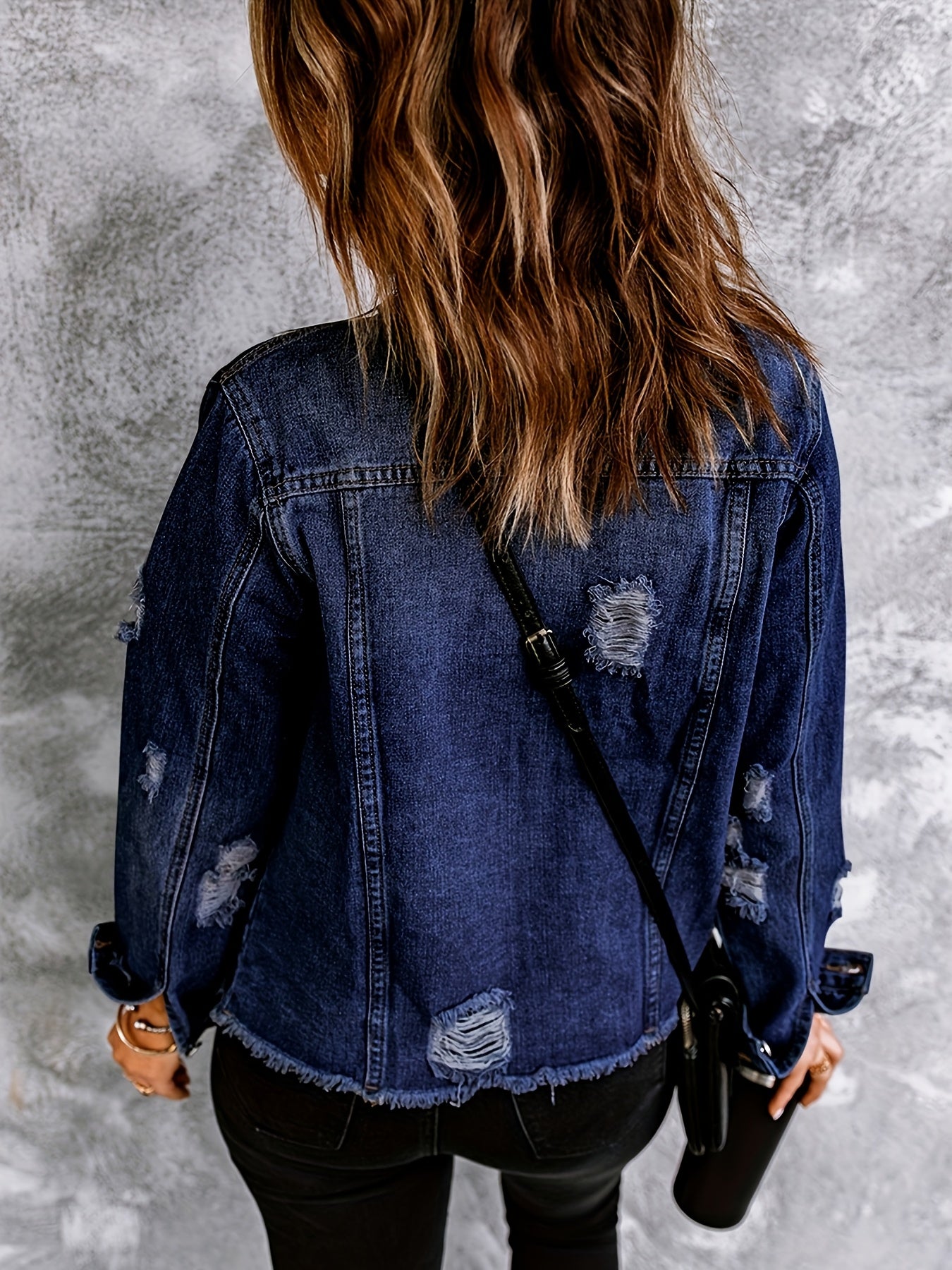 Women's Medium Blue Denim Oversized Denim Jacket - product view 14