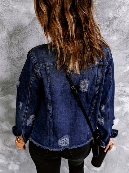 Women's Medium Blue Denim Oversized Denim Jacket - product view 14