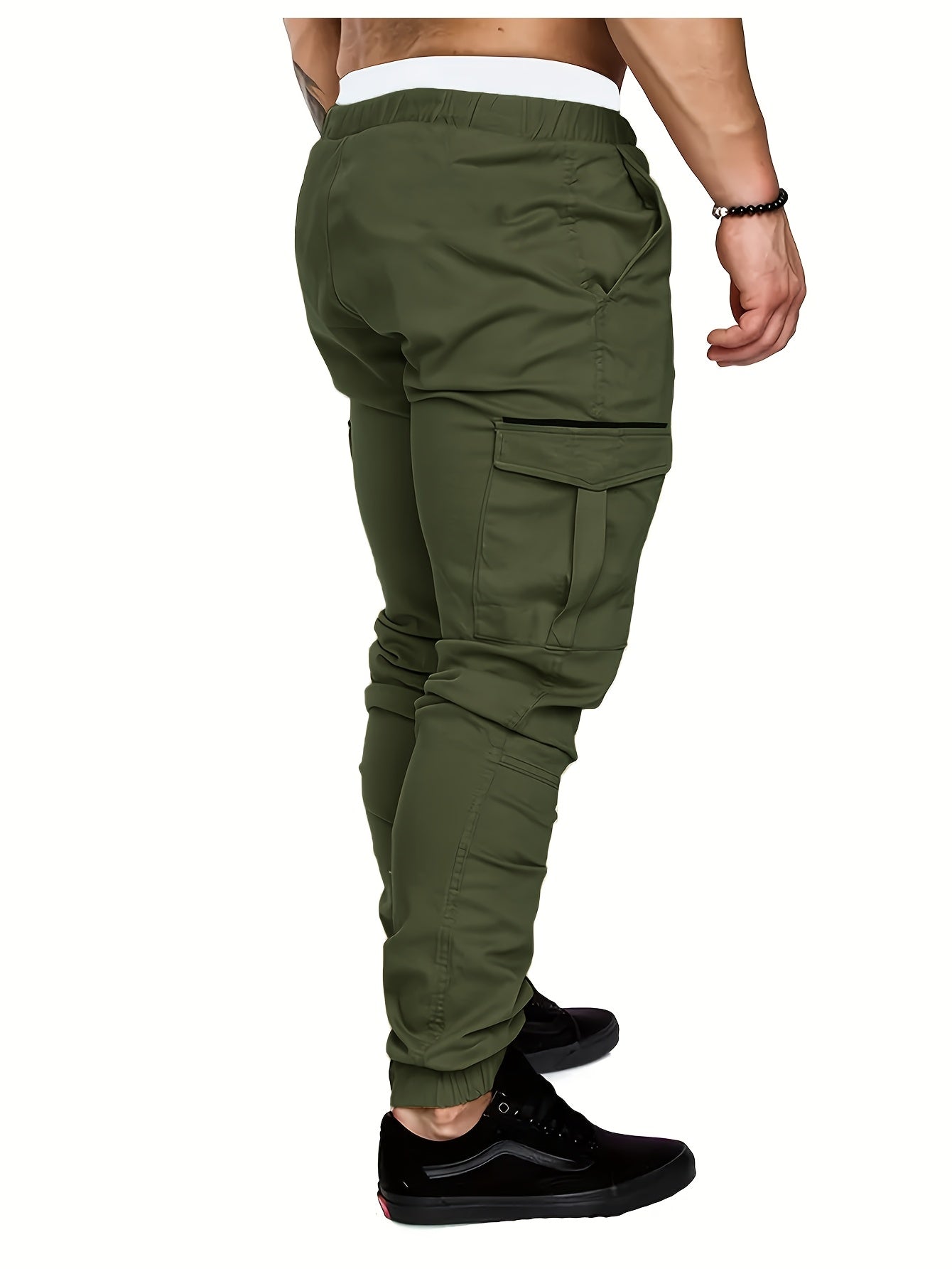 EXARUS 2 Pack Cargo Pants For Men - Relaxed Fit Twill Joggers With Elastic Waistband And Stretch Fabric - Casual Wear