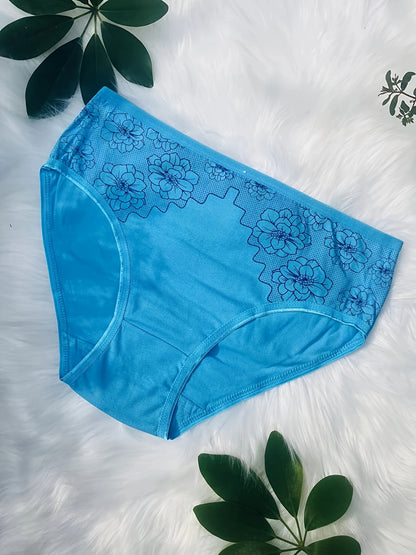 17pcs Of Luxurious Women'S Underwear Comfortable Breathable Elegant Print Flowers Briefs With Exquisite Details Perfect For Everyday Wear( Color Random Delivery)