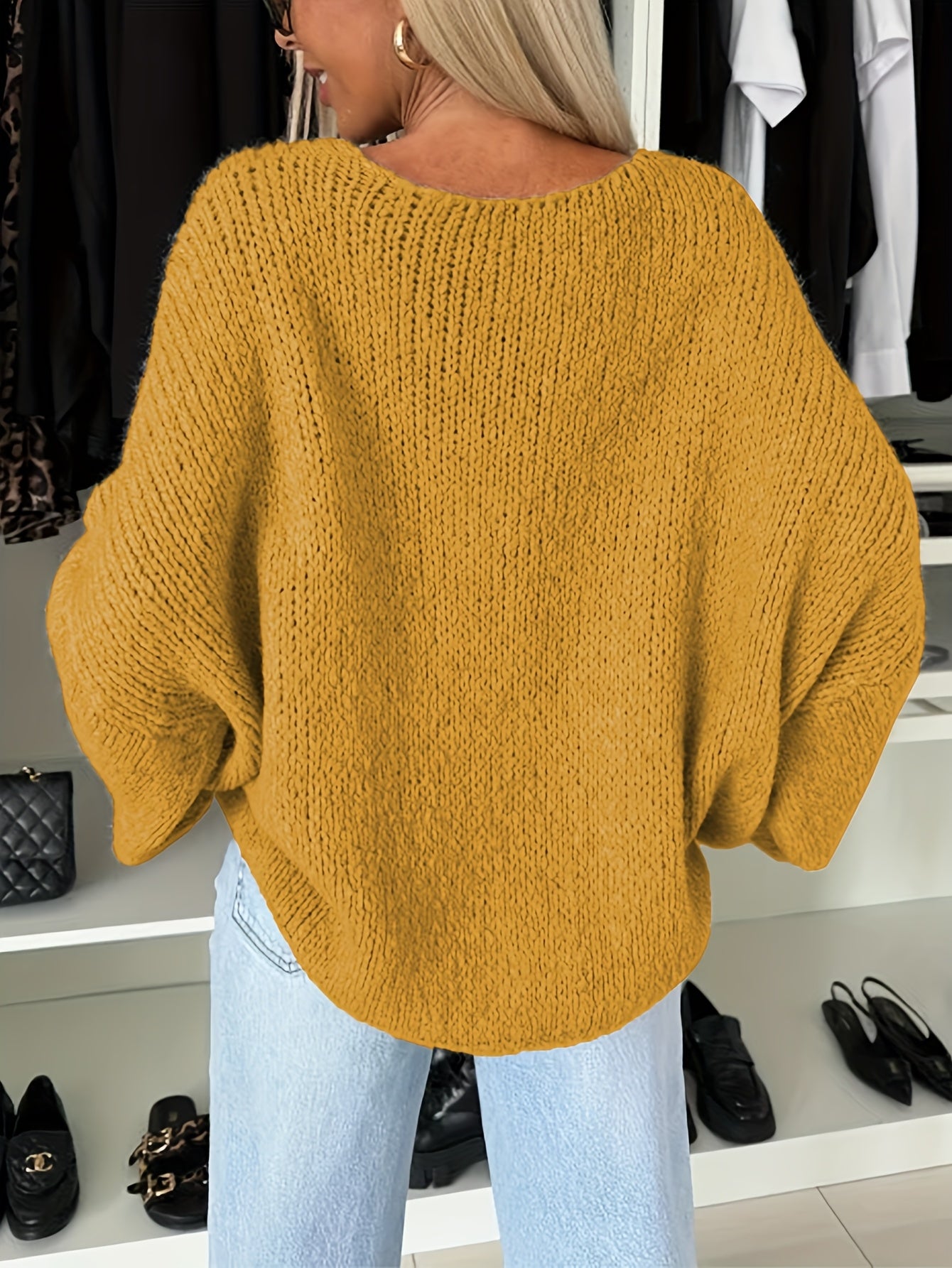 Women'S Oversized Bowtie Sweater Cardigan with Y2K Vibe Long Sleeves V Neck Open Front Casual Wear