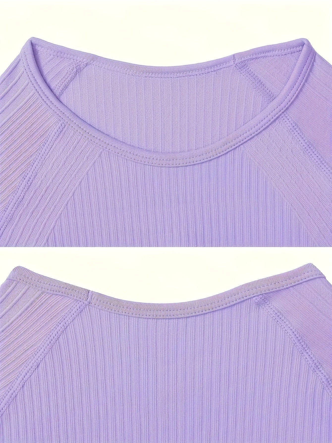 Women's 2pcs Workout Set - Yoga Top & Leggings, Crew Neck, Medium Stretch, Solid Color, All-Season Activewear, Workout