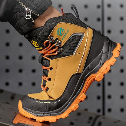 Men'S Durable Footwear Featuring Black And Yellow Design, Resistant to Impacts And Punctures, with Steel Toe